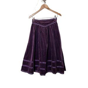 Vintage 70s 80s Gunne Sax Purple Velvet Skirt 7 25” waist